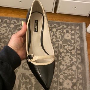 Patent kitten heel pump with box. Worn once.